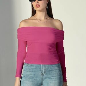 Cato ribbed size small Off-Shoulder Pink Top